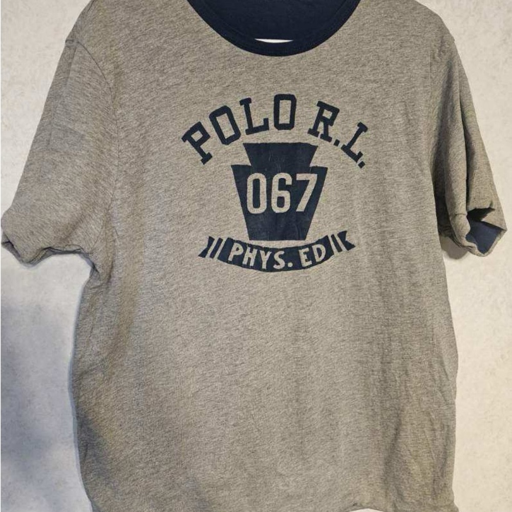 Polo‎ by Ralph Lauren Gray and Navy Men's Shirt